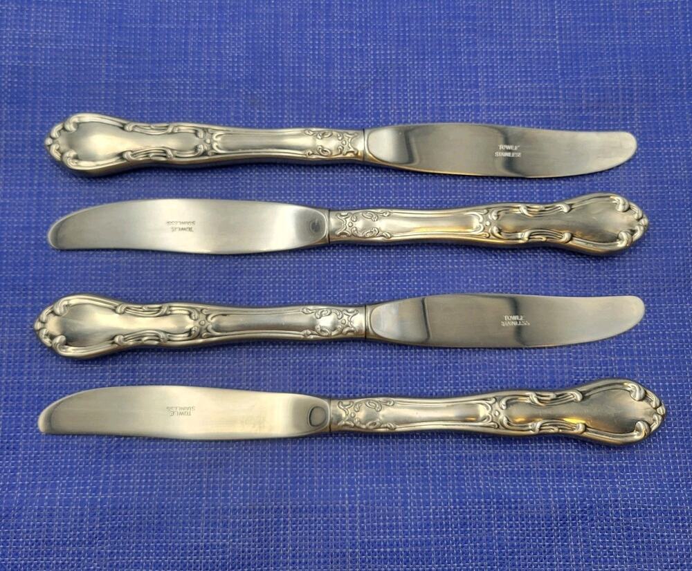 Set of 4 Towle Silver Merrimack Stainless Steel USA Dinner Knives